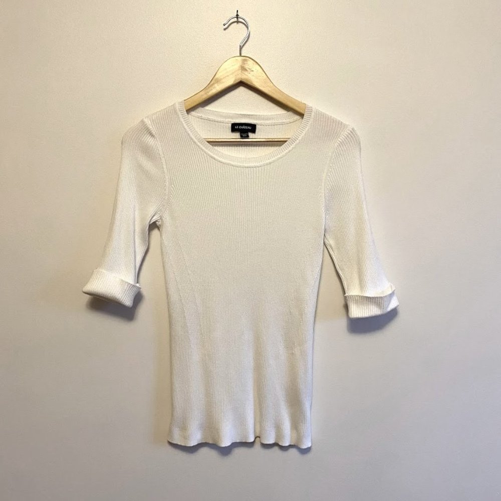 Rib Knit 3/4 Length Sleeve Sweater